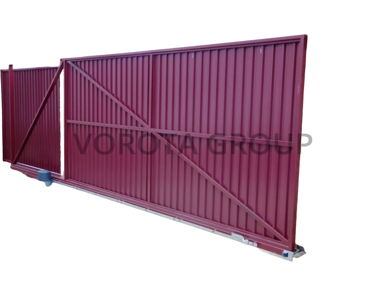 Откатные ворота из профнастила Doorhan красного цвета 3000x2300