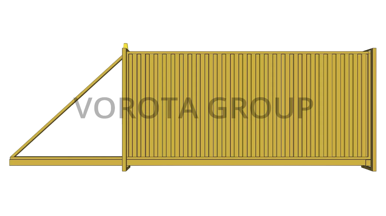 Откатные ворота из профнастила Doorhan желтые 3000x2200