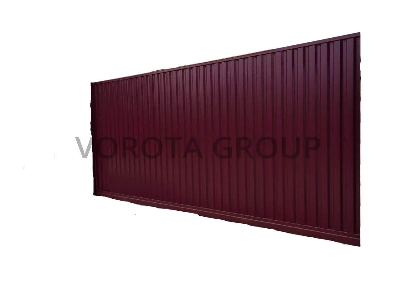 Откатные ворота из профнастила Alutech красного цвета 3500x2500