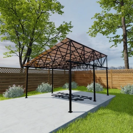 Треугольный навес янтарного цвета, монолитный поликарбонат 6500*14000