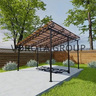 Односкатный навес янтарного цвета, монолитный поликарбонат 4500*12000