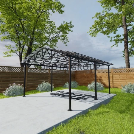 Двухскатный навес прозрачного цвета, сотовый поликарбонат 4500*16000